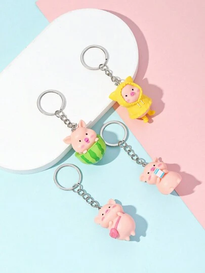 1 件创意可爱又有趣的 3D 雨衣猪、西瓜猪、牛奶猪、背包猪、钥匙扣卡通钥匙挂件、汽车钥匙扣挂件、包包装饰、挂件、纪念品、节日小礼物汽车配件包包饰品学院哥特 Y2k