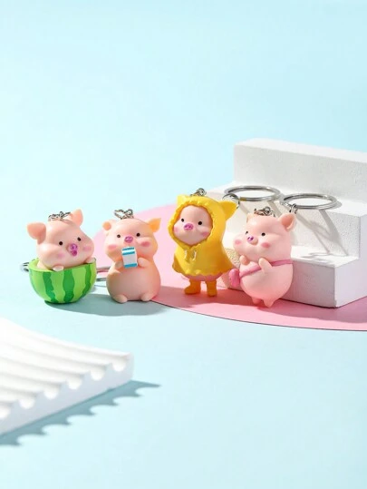 1 件创意可爱又有趣的 3D 雨衣猪、西瓜猪、牛奶猪、背包猪、钥匙扣卡通钥匙挂件、汽车钥匙扣挂件、包包装饰、挂件、纪念品、节日小礼物汽车配件包包饰品学院哥特 Y2k