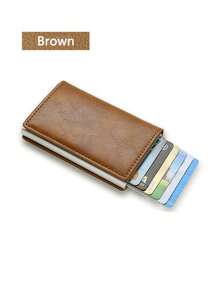 Cartera minimalista para hombre, soporte de tarjeta anti-RFID con monedero para tarjetas de crédito de bloqueo RFID para hombres y mujeres, tarjetero delgado con función bancaria segura, cartera minimalista emergente delgada con tamaño pequeño negro metálico con bloqueo, monedero pequeño con pop up
