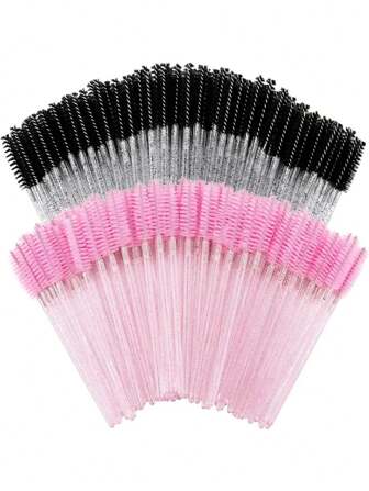 100 stuks/50 stuks/10 wegwerp mascara-staafjes met nylon
borstelharen in roze en zwarte set