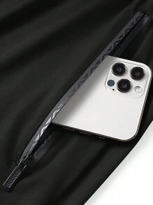 速干舒适短裤，男士休闲无弹力抽绳腰带短裤，适合夏季健身训练，带反光设计 - 黑色 - 查看 9