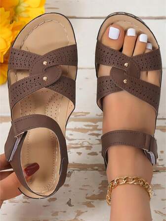 Women's New Fashion Wedge Heel Comfortable Platform Sandals, Leisure Open Toe Mom Shoes