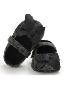 Zapatos de andador antideslizantes Mary Jane de punto vintage de moda para recién nacidos e infantes, color negro, ideales para primavera, verano y otoño - Negro - Ver 1