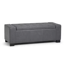 Simpli Home Laredo Storage Ottoman In Vegan Leather - 石灰色 - 查看 1