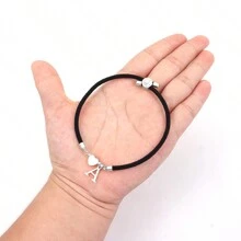 1 pezzo Nuovo pendente iniziale in acciaio inossidabile Braccialetto regolabile in corda per donne