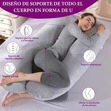 ANTSAY Almohada de Embarazo, Almohada de Maternidad en Forma de U, con Funda Extraíble Terciopelo, para Apoyo de Cuerpo Completo, Almohada para Dormir para Mujeres Embarazadas - Negro - Ver 2
