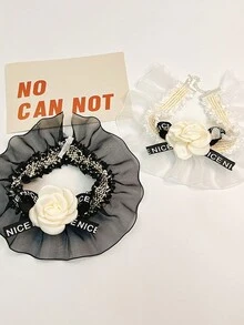 蕾絲寵物項圈，狗狗領巾，貓咪項圈附花彩蝴蝶結 - 彩色 - 查看 8