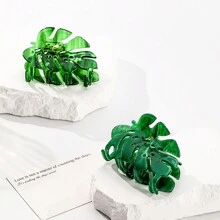 1 件全新醋酸纤维板高品质纹理叶子设计多用途可爱时尚发夹，简约风格 - 彩色 - 查看 7