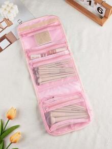 1件卡通化妆包文具包可爱旅行便携便携旅游化妆收纳包防水户外包海边露营包 - 粉色 - 查看 4