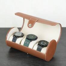 A Full Body Leather Cylindrical Watch Case That Can Hold Three Watch Storage Boxes, Easy To Carry And Store - one-size - View 5