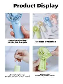 1入手持迷你風扇配搭掛繩，由2節AAA電池供電（電池未包含）