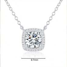 1pc Square-Shaped Candy Pendant Necklace For Women, Unique And Exquisite Design, Studded With Square Cubic Zirconia, Stainless Steel Geometric Chain - Sugar Cube Necklace - View 4