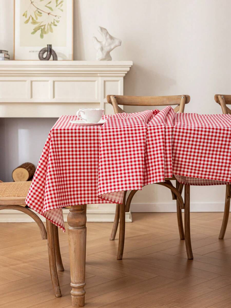 1 khăn trải bàn kẻ caro tròn màu đỏ, đường kính 59 inch, tua rua màu be, thích hợp cho dã ngoại, cắm trại, tiệc tùng, sinh nhật, đám cưới, Giáng sinh, năm mới, mọi mùa, mùa thu