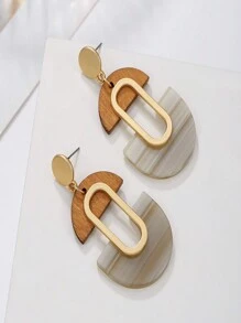 1 Đôi bông tai nhựa gỗ thanh lịch thời trang, phù hợp để phụ nữ đeo hàng ngày - Nhiều màu - Xem 2