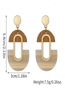 1 Đôi bông tai nhựa gỗ thanh lịch thời trang, phù hợp để phụ nữ đeo hàng ngày - Nhiều màu - Xem 4