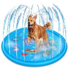 1 件宠物户外洒水垫，PVC 充气圆形垫，夏季狗狗户外玩耍洒水垫 - 藍色 - 查看 6