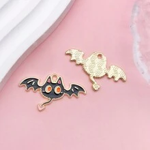 5/10入組萬聖節貓咪吊飾，卡哇伊鬼魂南瓜糖果黑貓吊飾，卡通動物寵物貓咪吊飾，適用於批量製作首飾