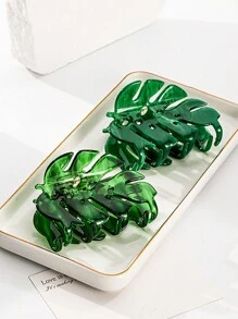 1 件全新醋酸纤维板高品质纹理叶子设计多用途可爱时尚发夹，简约风格 - 彩色 - 查看 1