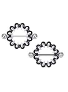 CIZME 1pair Stainless Steel Halloween Elements Nipple Ring Nipple Piercing Jewellery Skeleton Hand Spider Heart Bat Wings Tight Spell Teeth Octopus Multi-Style 14G Body Piercing Jewelry Personalized Give As A Halloween Gift - Silver - View 8