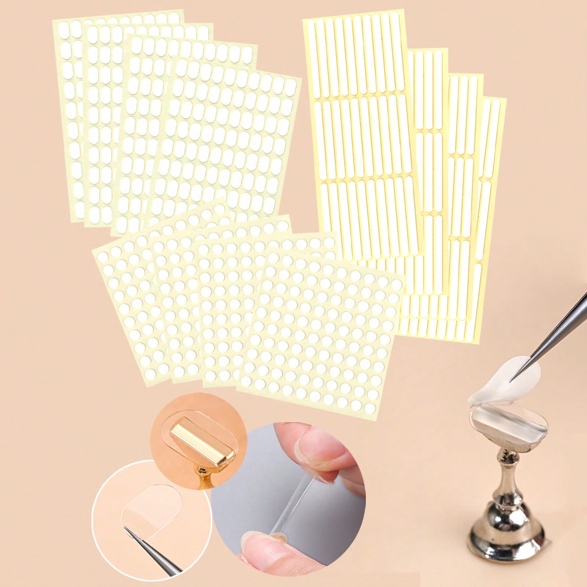 60/120/200/400pcs Round/Oval/Strip Transparent Nail Display Holder Tape Double Sided Nail Display Stand Solid Self- Adhesive Removable Sticker Manicure Salon DIY Auxiliary Fixed Tools Nail Supplies,Nail Supplies,Nail Tools,Nail Art Tools,Back To School,Nails,Nail Tools For Press On Nails
