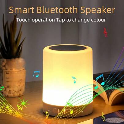 1pc AABS Material USB Rechargeable Colorful Patting Light Wireless Bluetooth Speaker, Portable Mini Intelligent Touch-Sensitive Household Bedside Night Light Desktop Atmosphere Lamp Decorative Light