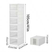 1/3/6 Layers Foldable Shoe Box, Transparent Plastic Storage Organizer Rack, Easy Assembly Shoe Cabinet For Sneakers - White - View 9