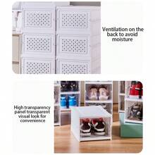 1/3/6 Layers Foldable Shoe Box, Transparent Plastic Storage Organizer Rack, Easy Assembly Shoe Cabinet For Sneakers - White - View 5