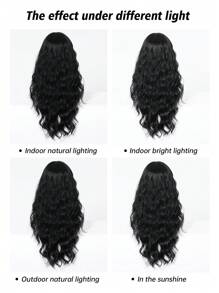 黑色长卷发假发，带绿色挑染和刘海，采用化纤材质，适合日常佩戴，模拟头皮质感。 - 彩色 - 查看 7