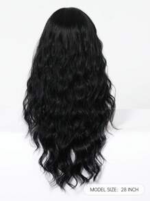 黑色长卷发假发，带绿色挑染和刘海，采用化纤材质，适合日常佩戴，模拟头皮质感。 - 彩色 - 查看 6