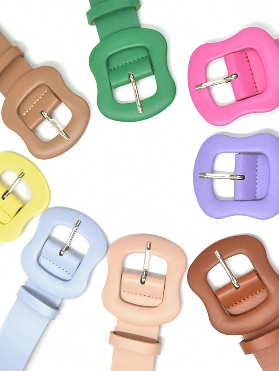 1 Thắt lưng rộng dành cho nữ màu kẹo có khóa bầu sành điệu, trang trí màu trơn cho quần jean, đầm hoặc váy - Nhiều màu - Xem 1