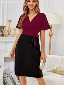 Vestido Elegante Para Mujer Oficina Trabajo Vestidos Cóctel - Azul - Ver 4