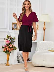 Vestido Elegante Para Mujer Oficina Trabajo Vestidos Cóctel - Azul - Ver 2