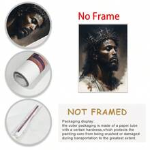 1 幅木框帆布画非洲裔美国艺术耶稣绘画艺术品家居装饰适合卧室客厅浴室完美礼物可直接悬挂、墙壁艺术、海报 - 彩色 - 查看 5