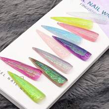 MAOMIA Bộ 6 cuộn trang trí móng tay màu gradient huỳnh quang bằng lưới neon đầy màu sắc Miếng dán chuyển lá móng tay Lưới màng móng tay Đồ dùng nghệ thuật làm móng bằng giấy bạc, Làm móng acrylic - Nhiều màu - Xem 8