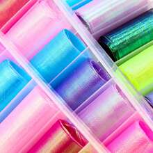 MAOMIA Bộ 6 cuộn trang trí móng tay màu gradient huỳnh quang bằng lưới neon đầy màu sắc Miếng dán chuyển lá móng tay Lưới màng móng tay Đồ dùng nghệ thuật làm móng bằng giấy bạc, Làm móng acrylic - Nhiều màu - Xem 11