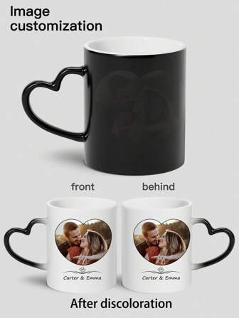 1 st personlig magisk kaffemugg, 11 oz med foto, bild - termisk anpassad kaffemugg Färgförändringsmugg, personlig hjärtformad magisk mugg, alla hjärtans dag present till henne personliga, unika idealiska presenter honom hennes årsdagar alla hjärtans dag mors dag födelsedagar Barnens dag, för fars dag, för bröllopsavslutning, för bröllopsavslutningsrum, matsal, matsal, vardagsrum, Kontor, tesalong, hem, skola
