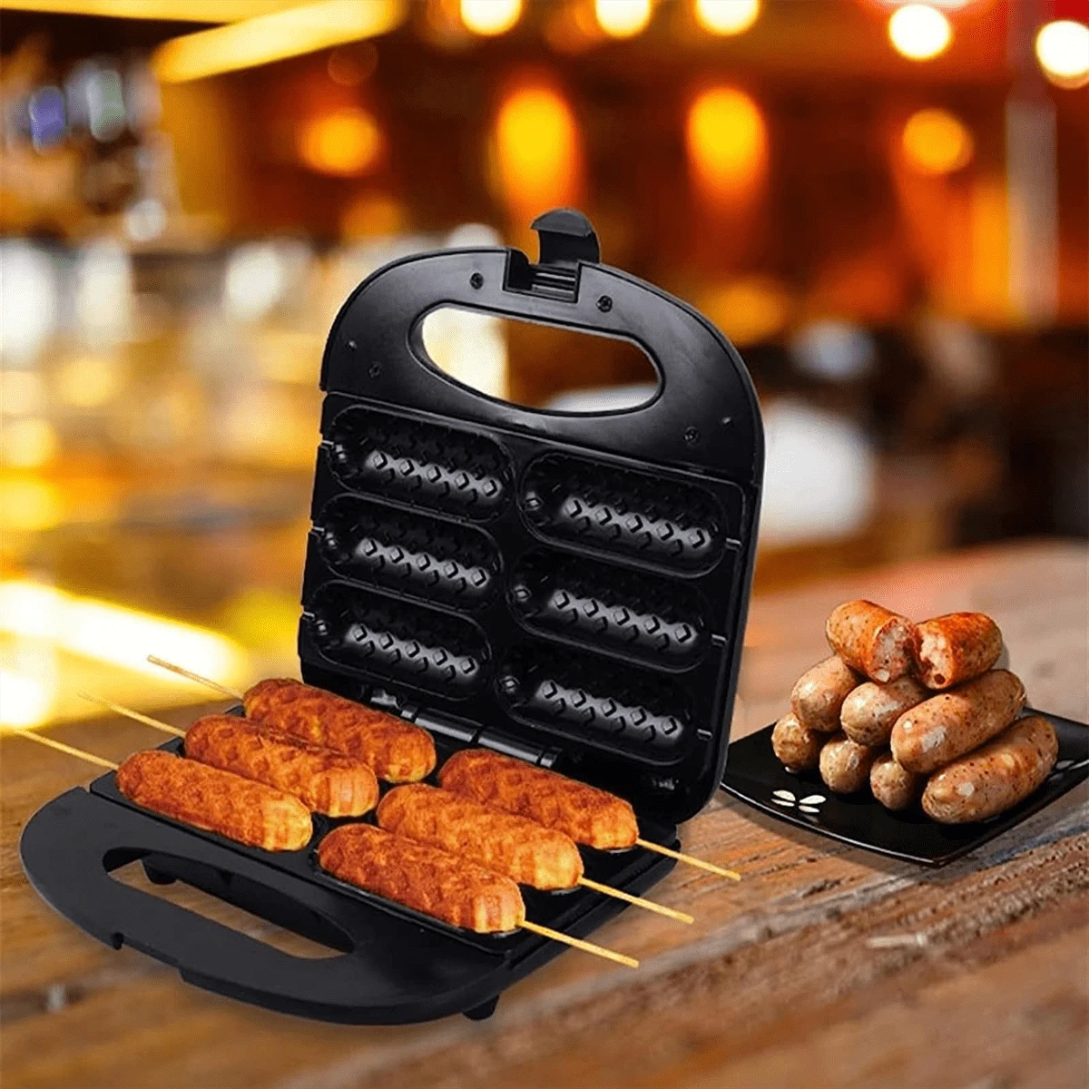 熱狗轉輪烤爐電動熱狗腸機，小型烤香腸，帶有自動溫控，多功能750W雙面加熱 - 查看 1