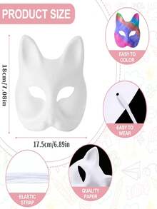 6PCS DIY White Paper Masks Blank Hand Painted Half Face Mask Masquerade Masks For Cosplay Party Favors - White - View 2