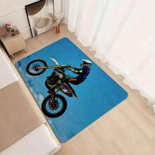 1pc Motocross Rider Bath Rugs Dirt Bike Mats Rugs, Extreme Sports Theme Washable Floor Rug Carpets Bedroom Living Room Carpets - Multicolor - View 1