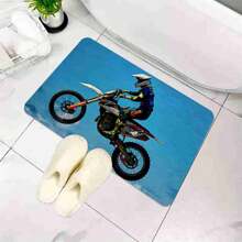 1pc Motocross Rider Bath Rugs Dirt Bike Mats Rugs, Extreme Sports Theme Washable Floor Rug Carpets Bedroom Living Room Carpets - Multicolor - View 4