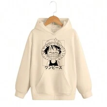 Moletom  Canguru Anime Luffy One Piece Jovem Unissex - Bege - Visão 1