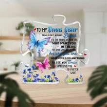 Tặng thưởng cho chị em Quà tặng từ chị gái, Quà tặng sinh nhật cho chị gái, chị dâu Quà tặng chị gái độc đáo từ anh trai chị gái Bước Tấm bảng chị em, đánh giá cao em gái Acrylic hình câu đố - 1 cái - Xem 5