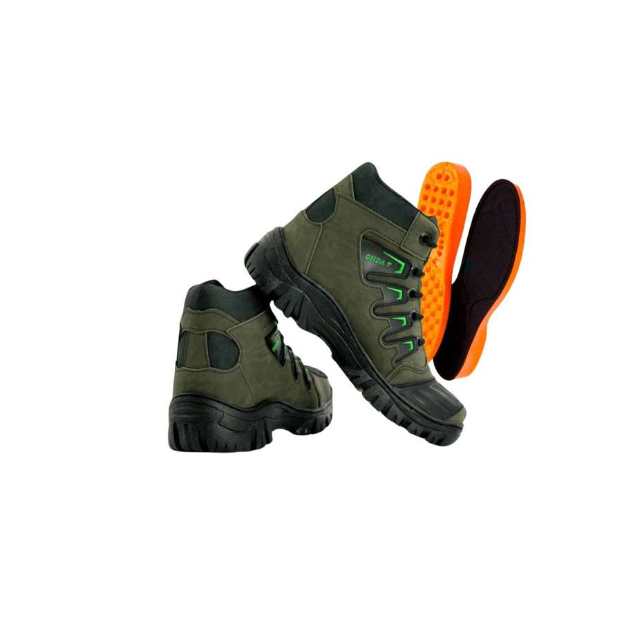 Bota Motoqueiro Motoboy Tenis Cano Médio Blaqueada - Verde Militar - Visão 1