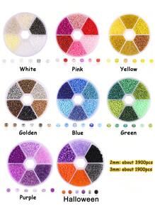 beadia 6格套裝盒多種風格玻璃米釘珠,DIY串珠手鏈項鍊首飾配件