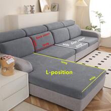 1入厚經編彈性純色沙發套，搭配座椅和靠背套，適用於客廳、卧室、書房、酒店沙發 - 芭蕉葉笠套-淺灰 - 查看 11