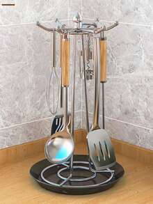 1 厨房旋转铲刀收纳架带沥水盘，可存放勺子、铲子、打蛋器等厨房用具 - 彩色 - 查看 8