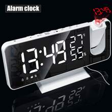 Projection Alarm Clock, Radio Alarm Clock Digital Alarm Clock With FM Radio, 7" LED Mirror Screen, Dual Alarm With USB Port, 4 Projection Brightness, 180 ° Flip Display And 12 / 24Hr - Silver - View 5