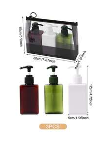 3pcs Travel Shampoo Kit Sample Set, Including 150ml Dark-Toned Bottles For Shampoo, Conditioner And Storage - Multicolor - View 2