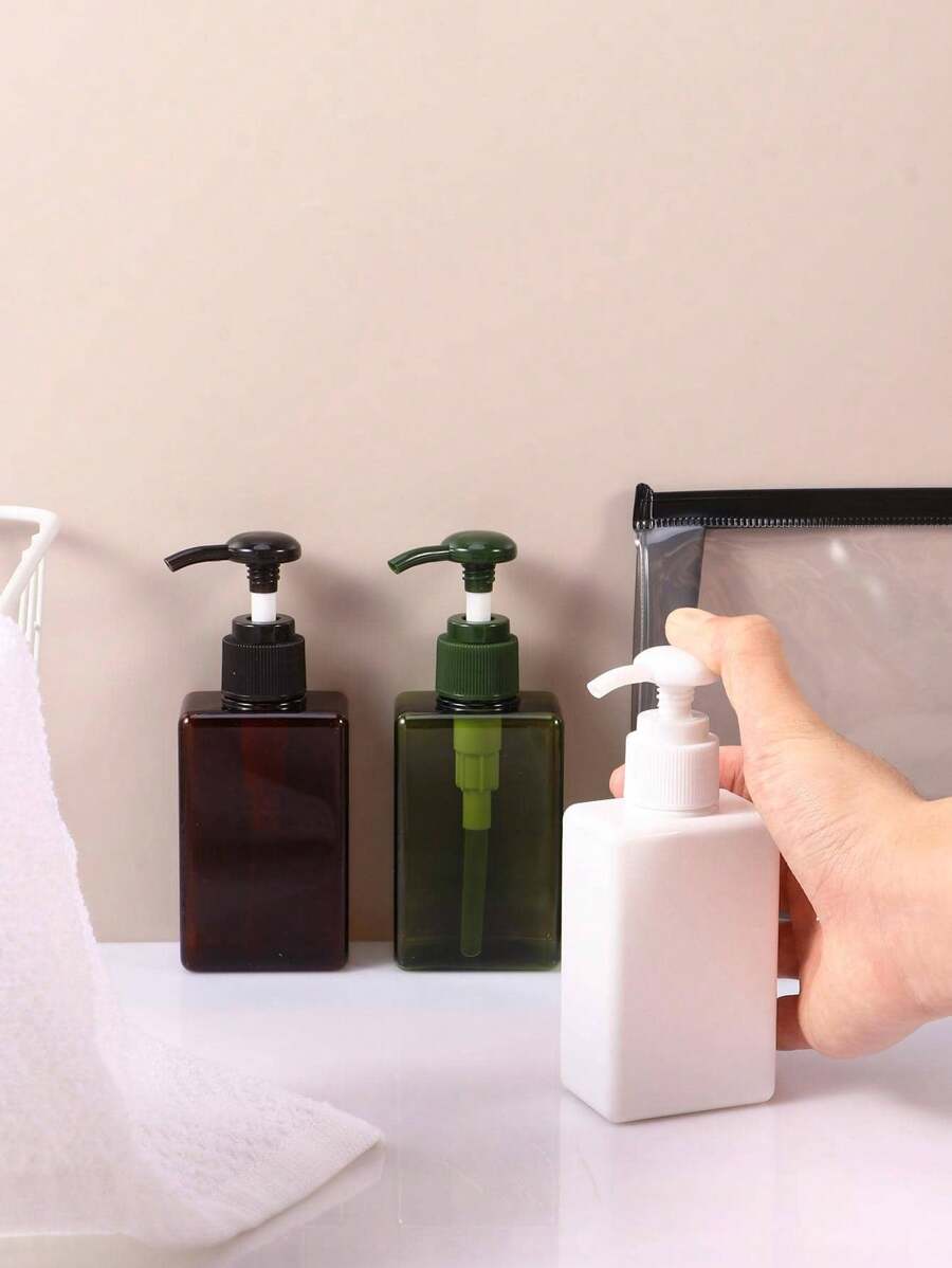 3pcs Travel Shampoo Kit Sample Set, Including 150ml Dark-Toned Bottles For Shampoo, Conditioner And Storage - Multicolor - View 1