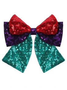 1pc Large Shiny Colorful Sequin Bow Hair Clip, Cute Princess Sweet Hair Accessory For Kids, Suitable For Party Wear - 彩色 - 查看 11